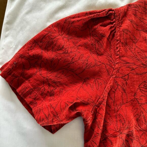 Nicole Miller Original Red Linen Blend Tropical Dress Size Medium - Picture 9 of 9